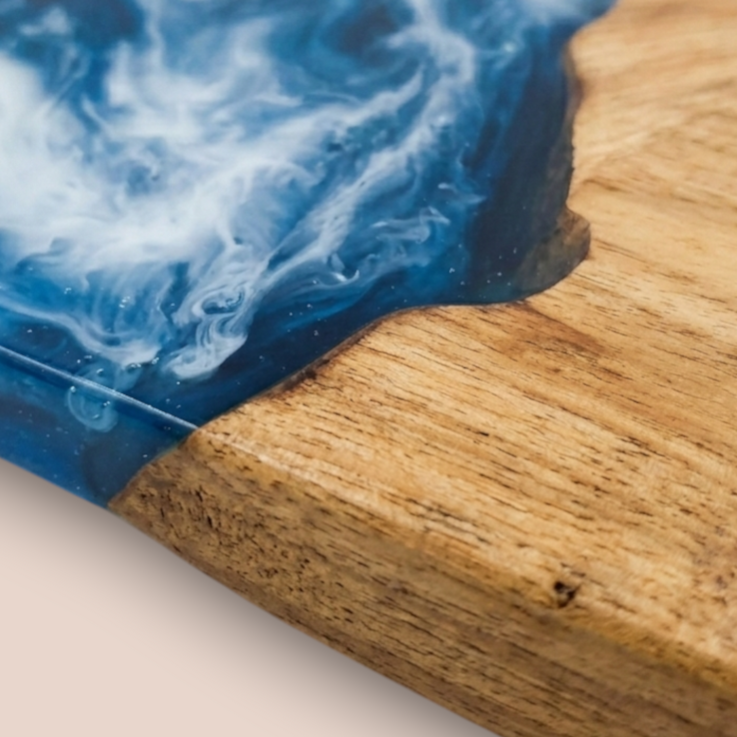 Resin & Wood Bathtub Tray | Handcrafted Ocean Wave Bath Caddy