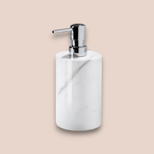 Classic White Marble Bathroom Accessory Set | 3-Piece Minimalist Stone Collection
