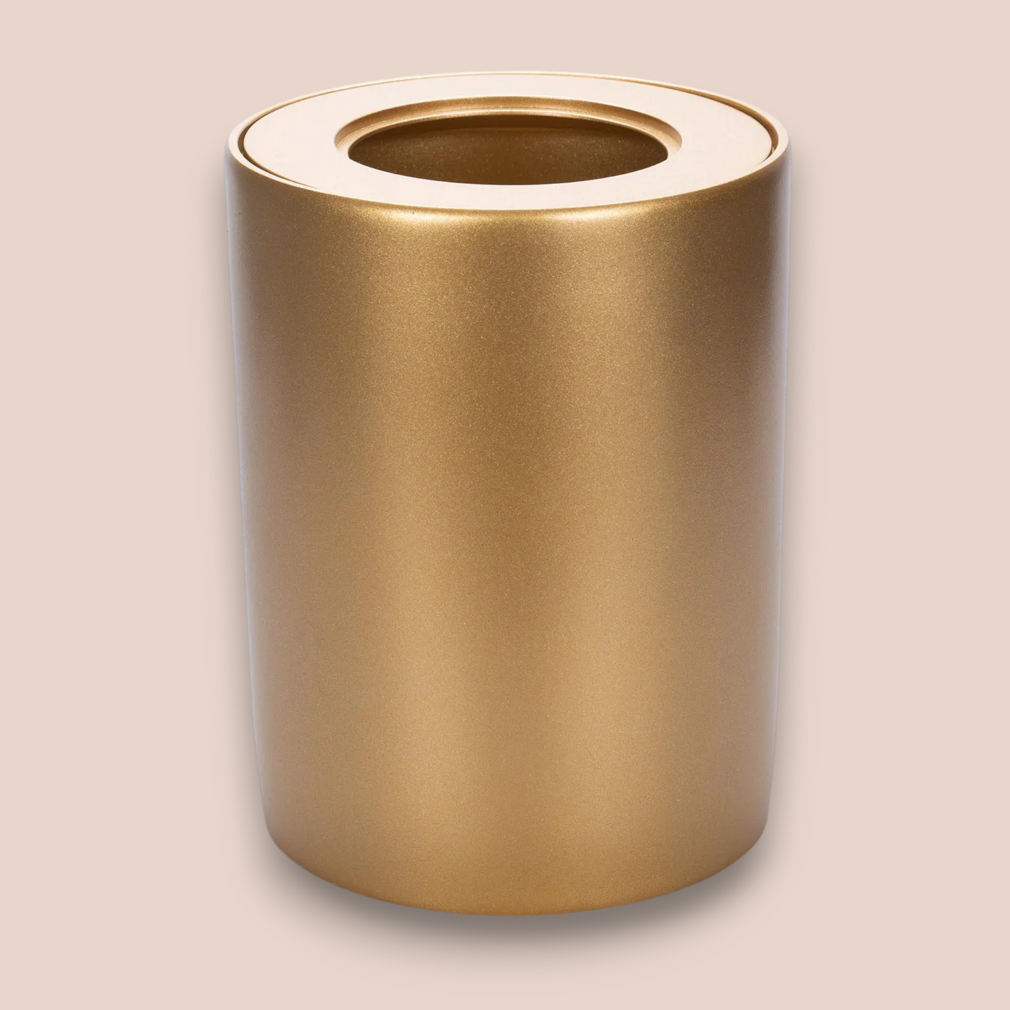 Sleek Matte Gold Bathroom Waste Bin | Modern Cylindrical Step Trash Can