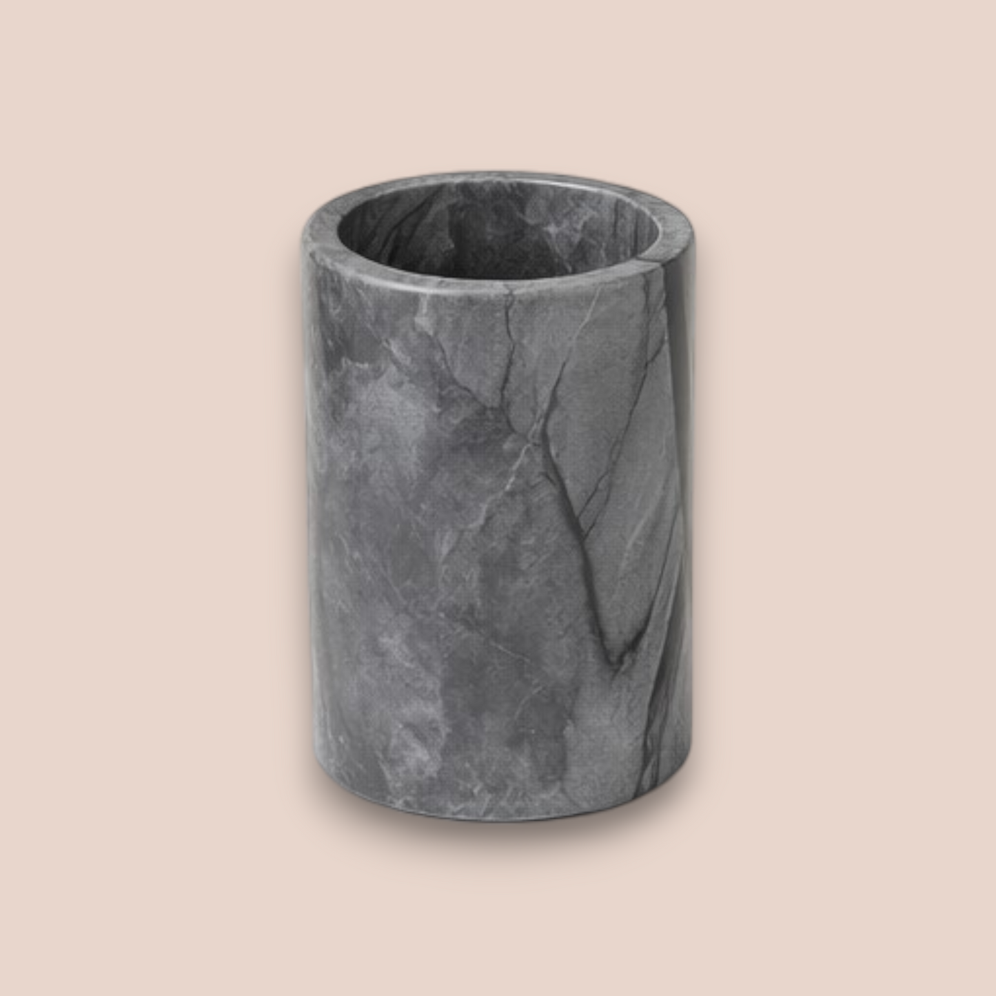 Modern Grey Marble Bathroom Accessory Set | 7-Piece Stone Collection with Gold Accents