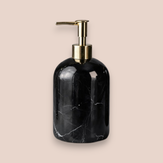 Midnight Black Marble Bathroom Set | 7-Piece Stone Collection with Gold Leaf Accents