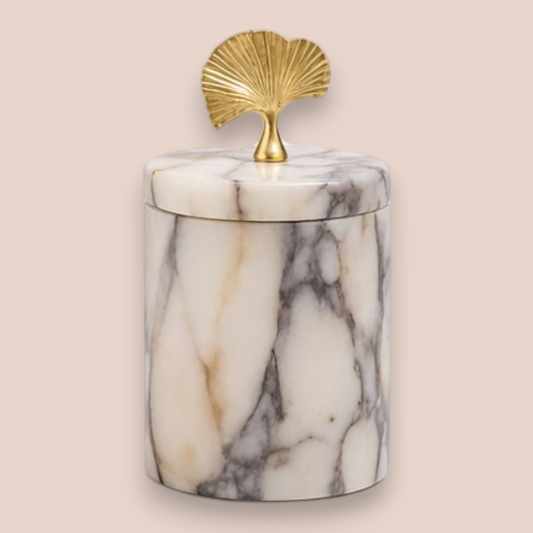 Calacatta Viola Marble Bathroom Set | 7-Piece Natural Stone Collection with Gold Ginkgo Accents