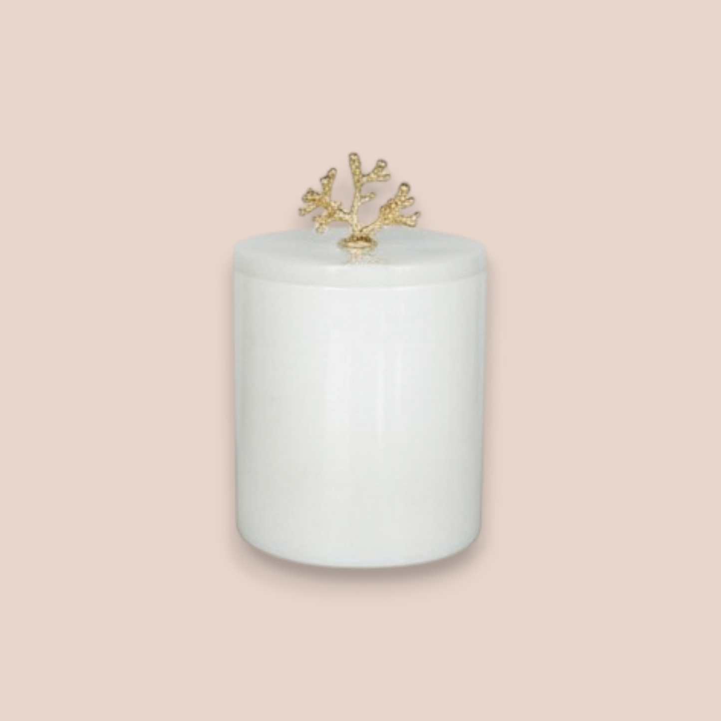 Pure White Marble Bathroom Accessory Set | 7-Piece Natural Stone Collection with Gold Coral Accents