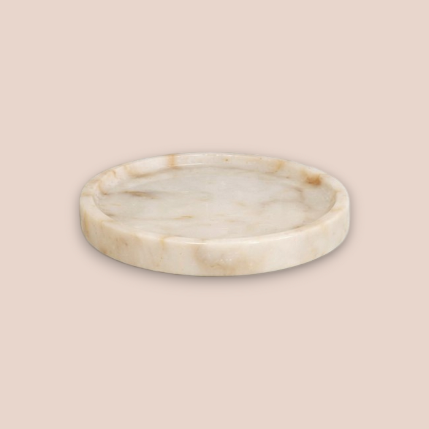 Golden Vein White Marble Bathroom Set | 5-Piece Natural Stone Collection with Hammered Gold Accents