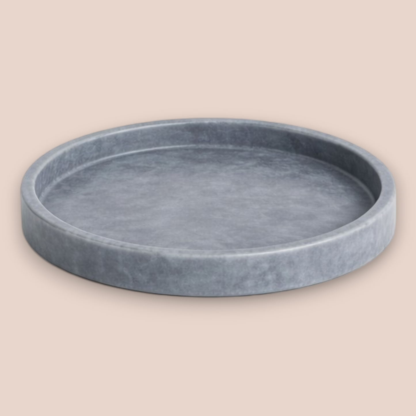 Cloud Grey Marble Bathroom Accessory Set | 5-Piece Natural Stone Collection with Round Tray