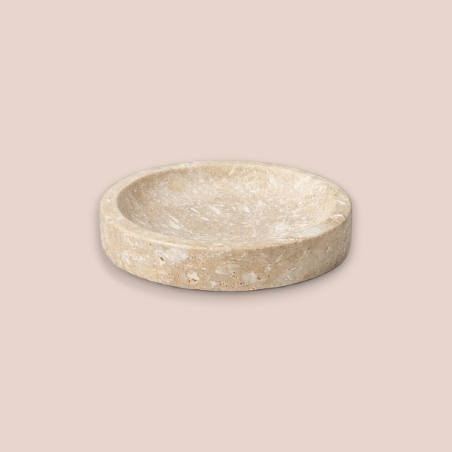 Beige Travertine Bathroom Accessory Set | 5-Piece Natural Stone Collection with Square Tray