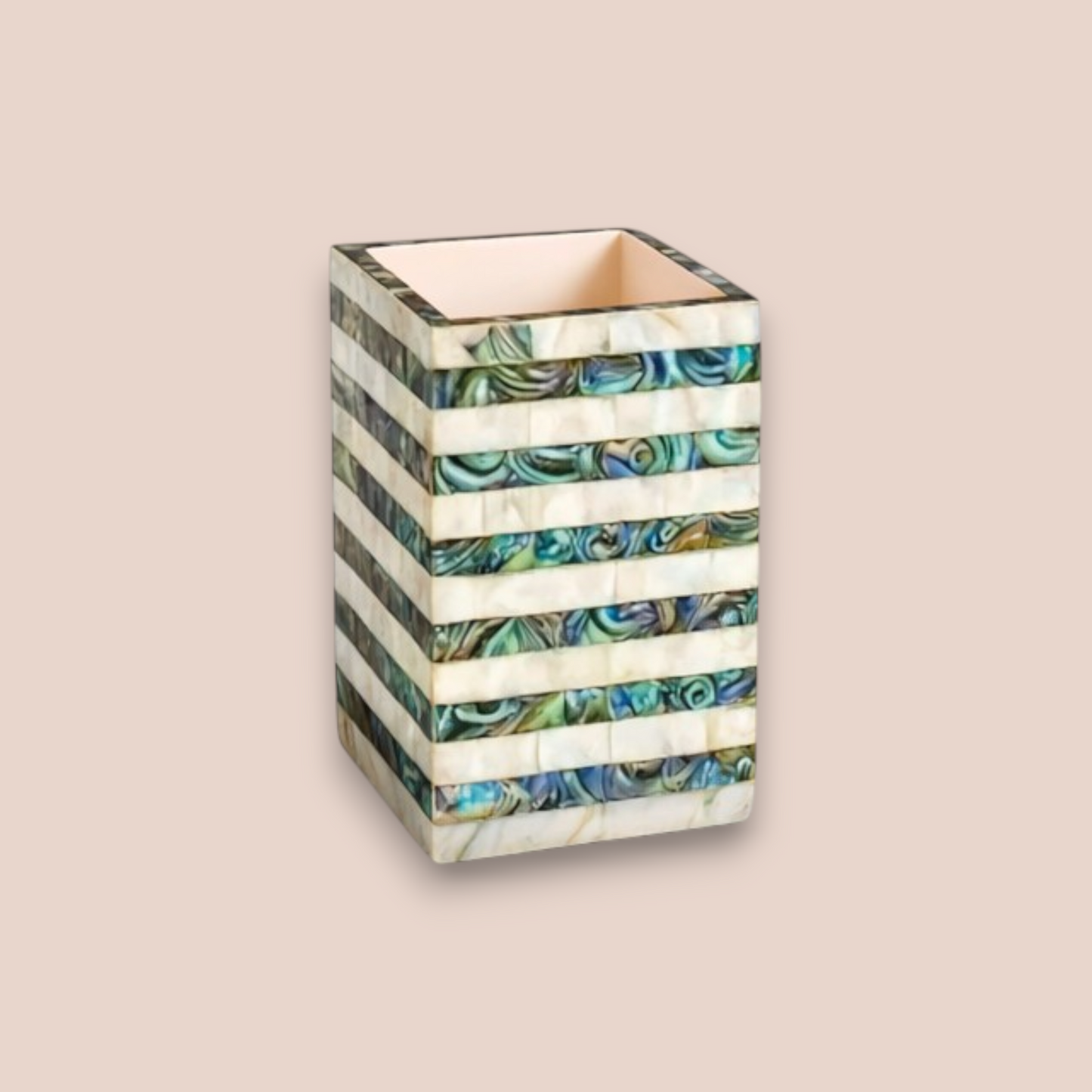 Natural Seashell Bath Set | 4-Piece Striped Inlay Vanity Collection
