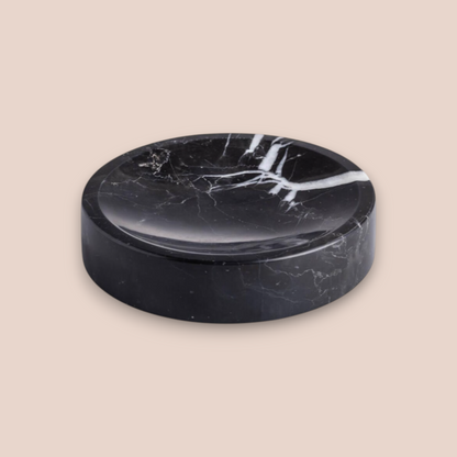 Black Marble Bathroom Accessory Set | 4-Piece Hand-Carved Stone Collection