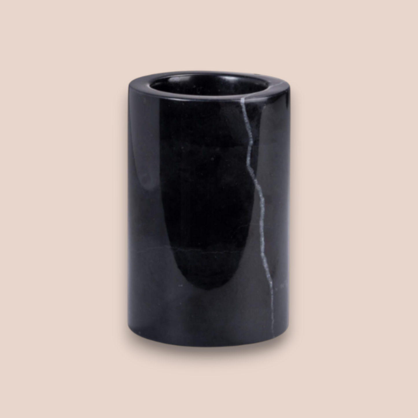 Black Marble Bathroom Accessory Set | 4-Piece Hand-Carved Stone Collection