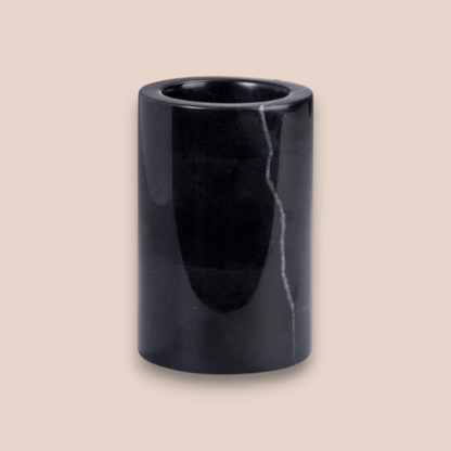 Black Marble Bathroom Accessory Set | 4-Piece Hand-Carved Stone Collection