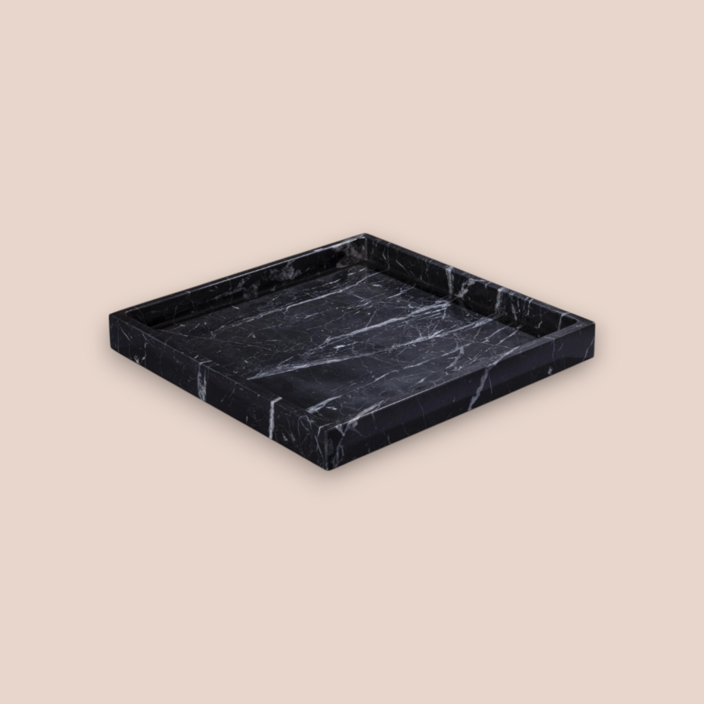 Black Marble Bathroom Accessory Set | 4-Piece Hand-Carved Stone Collection