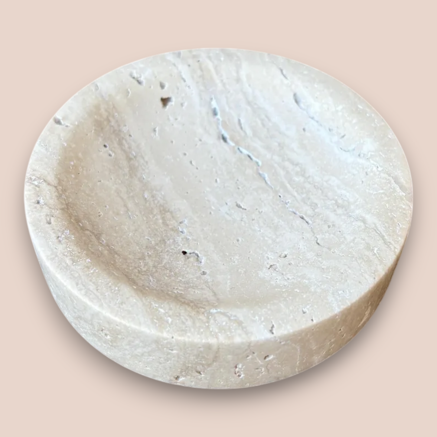 Hand-Carved Beige Travertine Bathroom Accessory Set | 5-Piece Natural Stone Collection