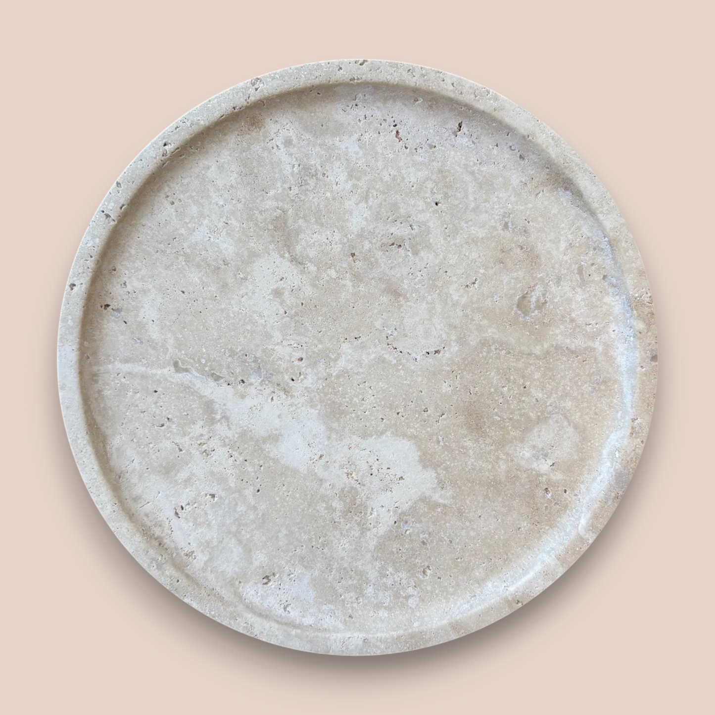Hand-Carved Beige Travertine Bathroom Accessory Set | 5-Piece Natural Stone Collection
