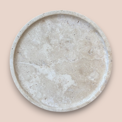 Hand-Carved Beige Travertine Bathroom Accessory Set | 5-Piece Natural Stone Collection