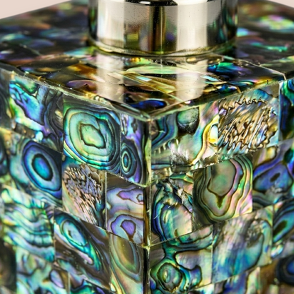 Iridescent Abalone Shell Soap Dispenser | Mosaic Sea Shell Bathroom Accessory