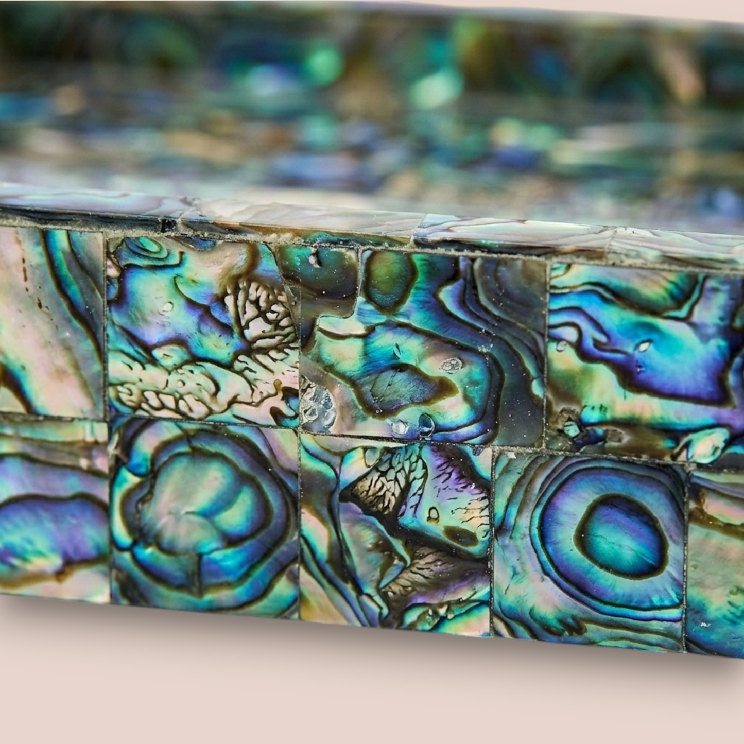 Iridescent Abalone Shell Soap Dish | Handcrafted Mosaic Sea Shell Tray