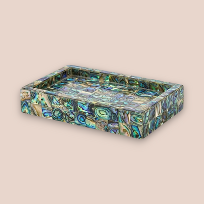 Iridescent Abalone Shell Soap Dish | Handcrafted Mosaic Sea Shell Tray