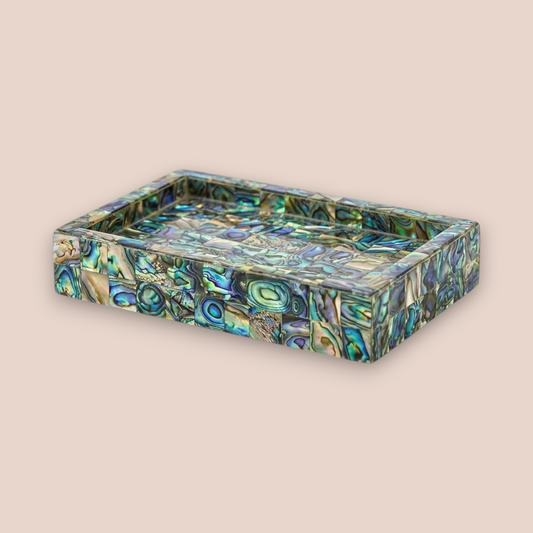 Iridescent Abalone Shell Soap Dish | Handcrafted Mosaic Sea Shell Tray