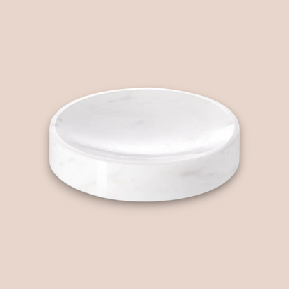 Classic White Marble Bathroom Accessory Set | 3-Piece Minimalist Stone Collection