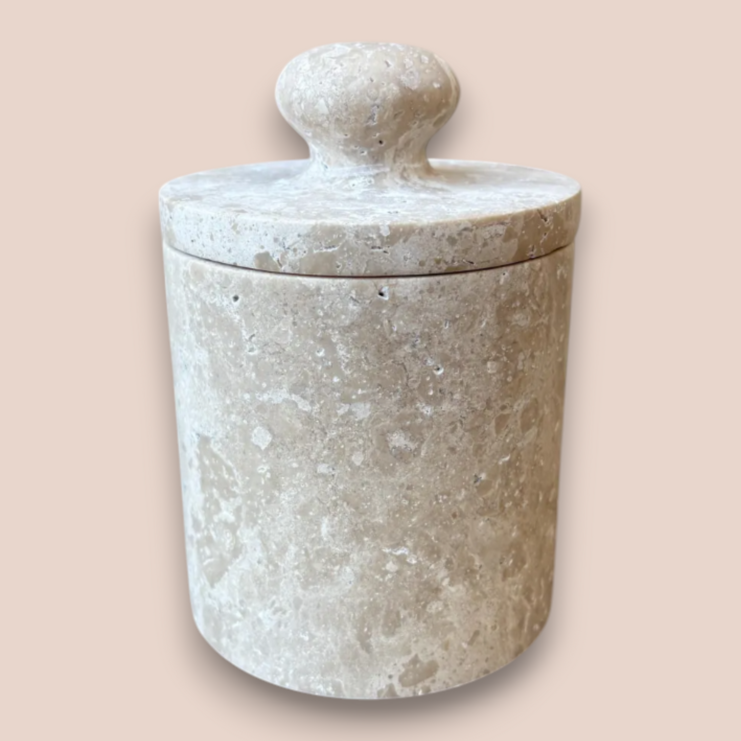 Hand-Carved Travertine Bathroom Accessory Set | 5-Piece Stone Vanity Collection