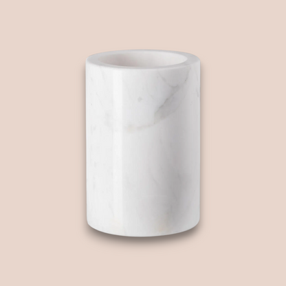 Classic White Marble Bathroom Accessory Set | 3-Piece Minimalist Stone Collection