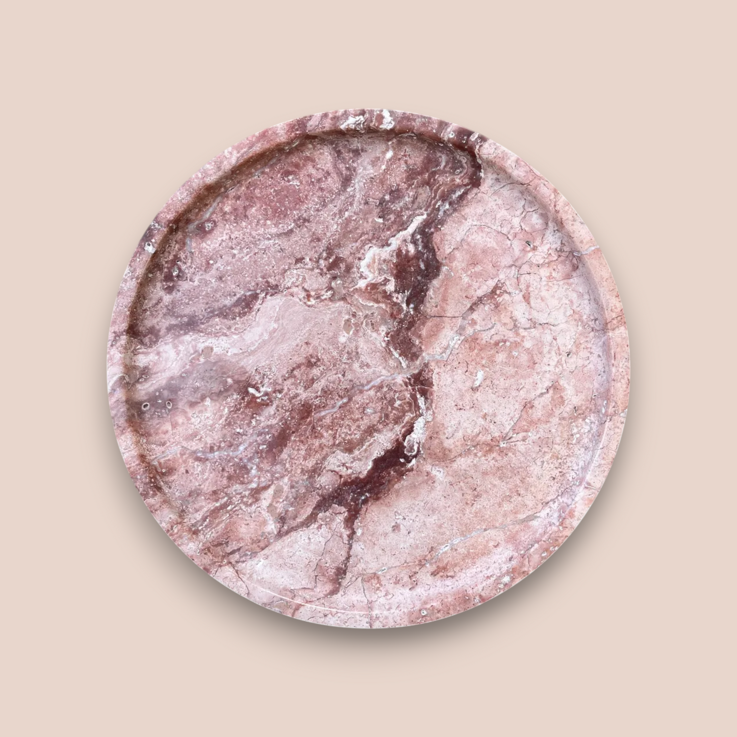 Pink Marble Bathroom Accessory Set | 5-Piece Hand-Carved Stone Collection | Gold