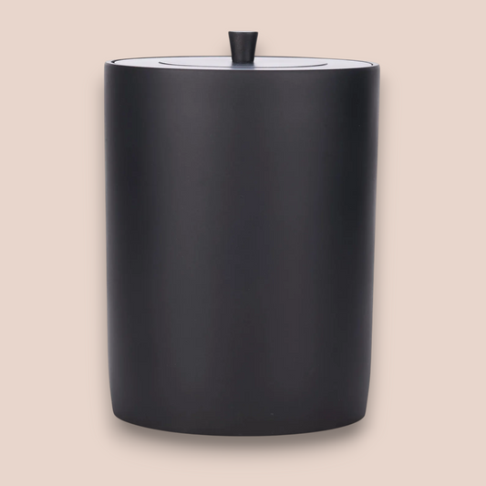 Matte Black Minimalist Bathroom Waste Bin | Smooth Modern Step Trash Can