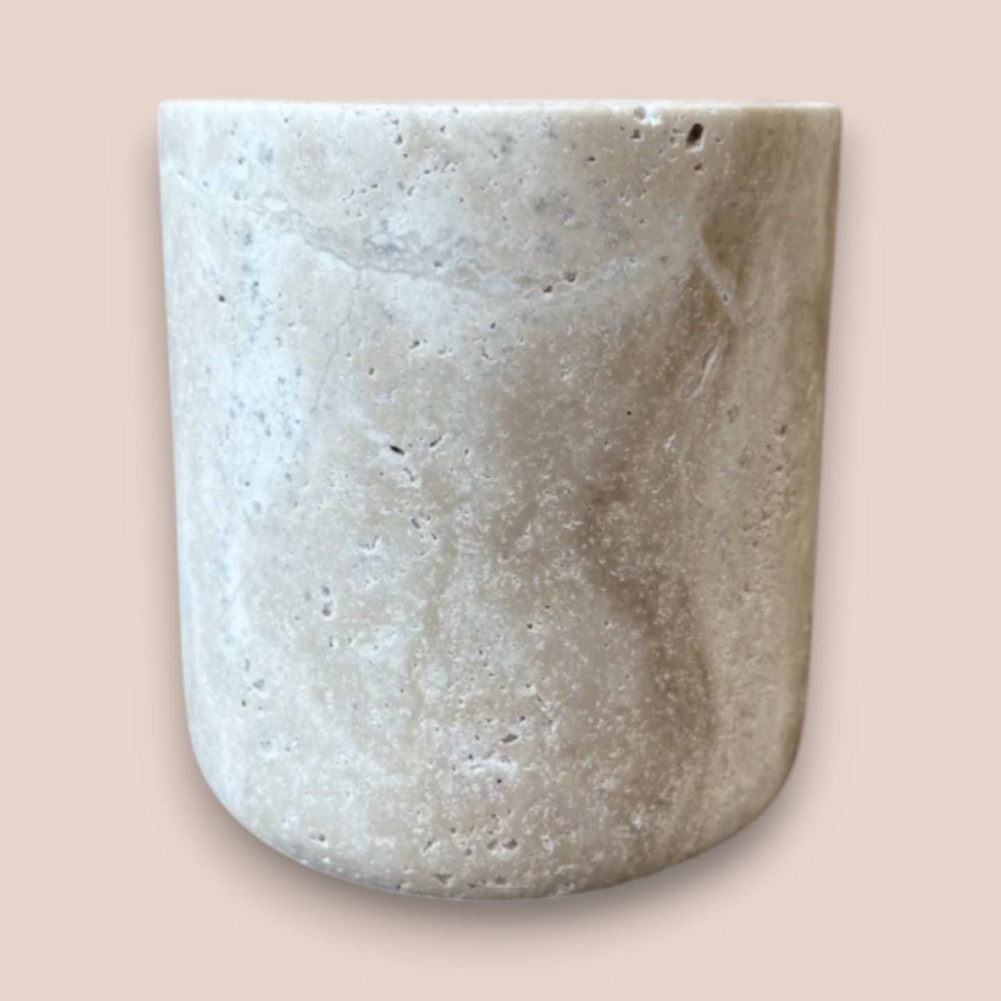 Hand-Carved Travertine Bathroom Accessory Set | 5-Piece Stone Vanity Collection