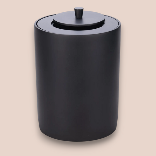 Matte Black Minimalist Bathroom Waste Bin | Smooth Modern Step Trash Can