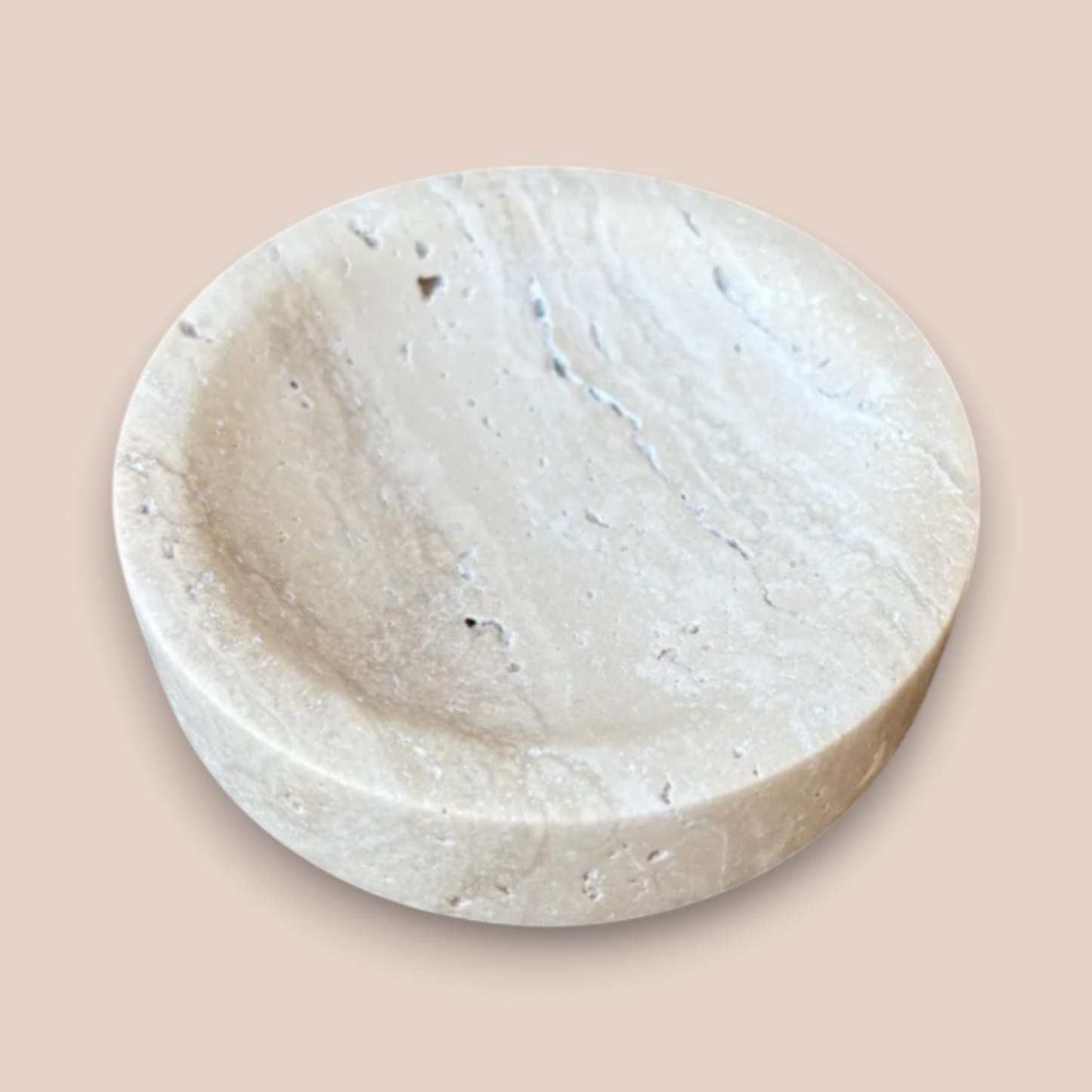 Hand-Carved Travertine Bathroom Accessory Set | 5-Piece Stone Vanity Collection