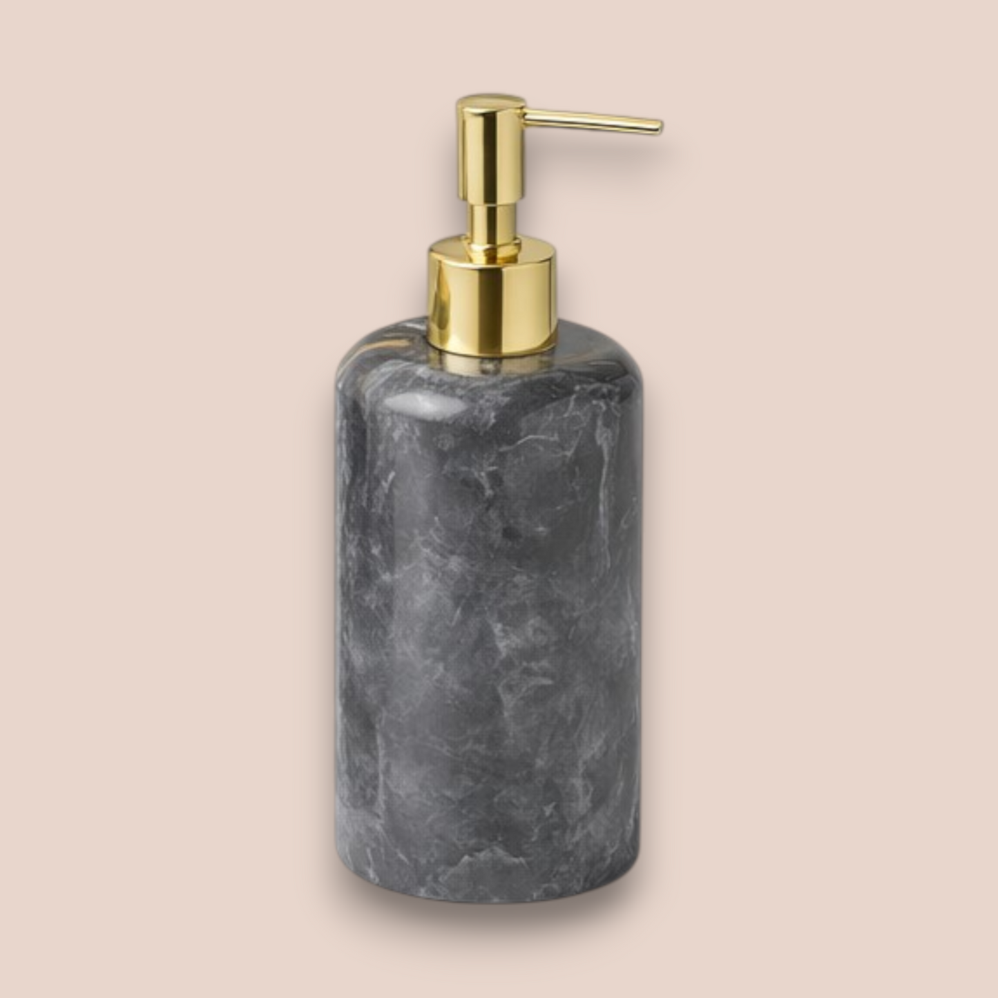 Modern Grey Marble Bathroom Accessory Set | 7-Piece Stone Collection with Gold Accents