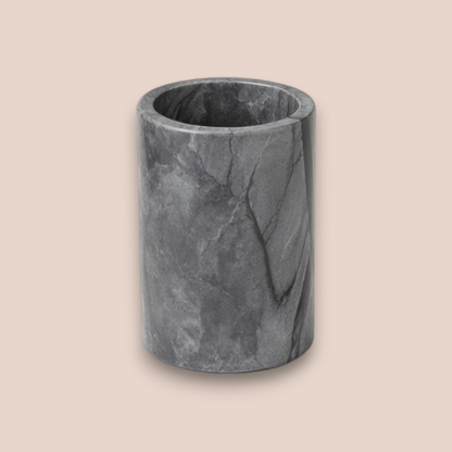 Modern Grey Marble Bathroom Accessory Set | 7-Piece Stone Collection with Gold Accents