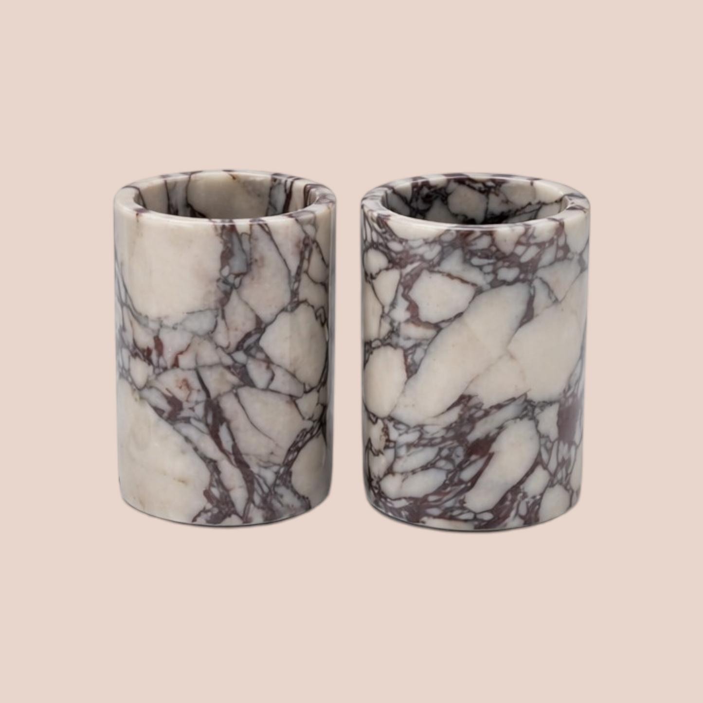 Calacatta Viola Style Marble Bathroom Set | 5-Piece Natural Stone Collection with Round Tray