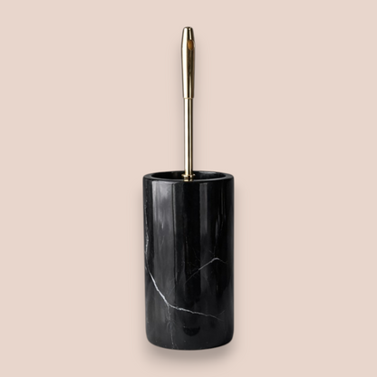 Midnight Black Marble Bathroom Set | 7-Piece Stone Collection with Gold Leaf Accents