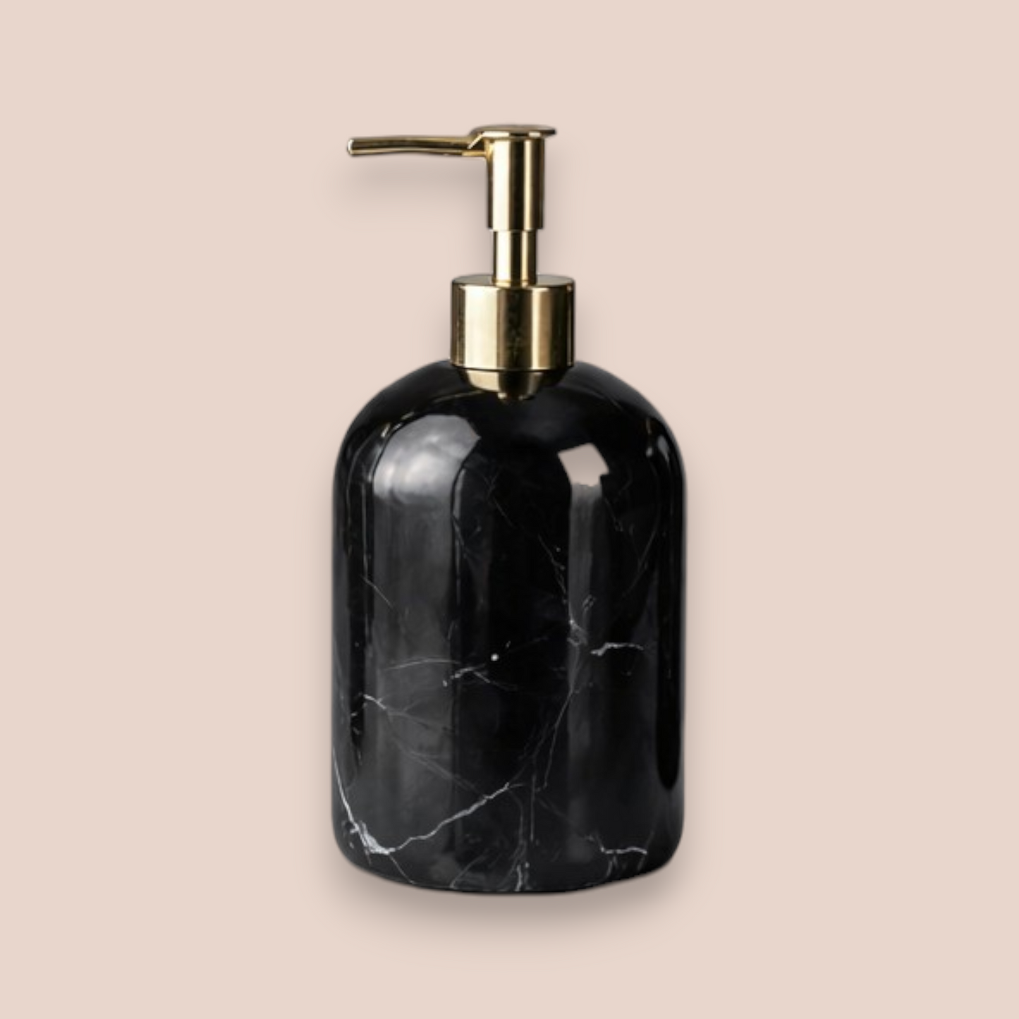 Midnight Black Marble Bathroom Set | 7-Piece Stone Collection with Gold Leaf Accents