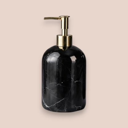 Midnight Black Marble Bathroom Set | 7-Piece Stone Collection with Gold Leaf Accents