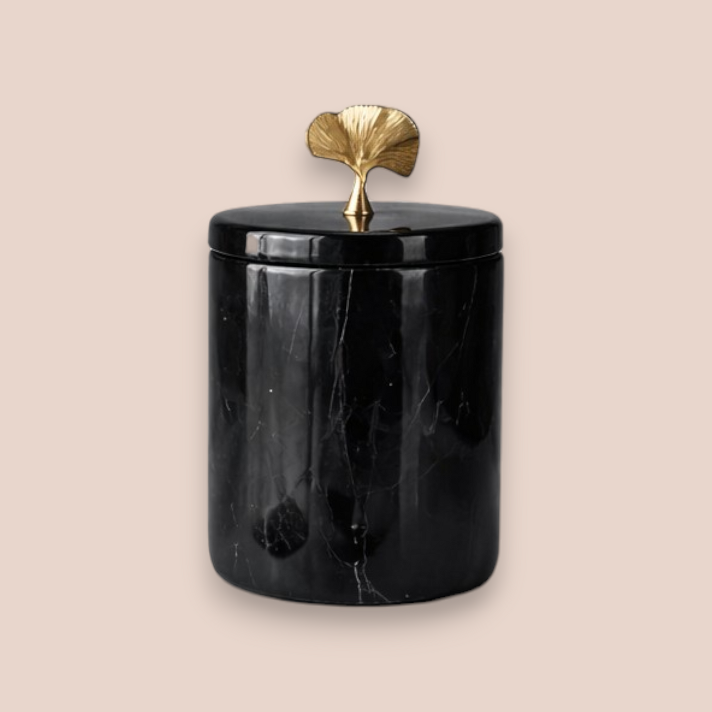 Midnight Black Marble Bathroom Set | 7-Piece Stone Collection with Gold Leaf Accents