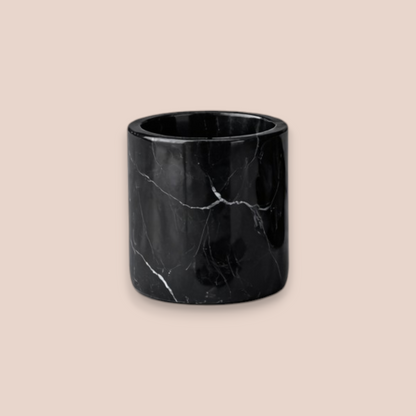 Midnight Black Marble Bathroom Set | 7-Piece Stone Collection with Gold Leaf Accents
