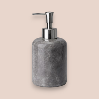 Storm Grey Marble Bathroom Accessory Set | 7-Piece Natural Stone Collection with Coral Accents