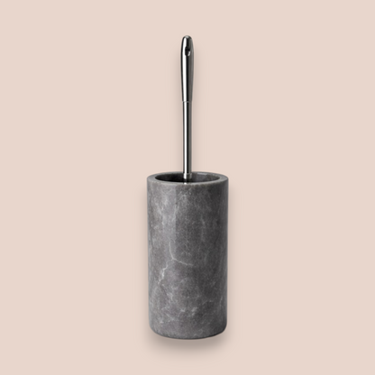 Storm Grey Marble Bathroom Accessory Set | 7-Piece Natural Stone Collection with Coral Accents