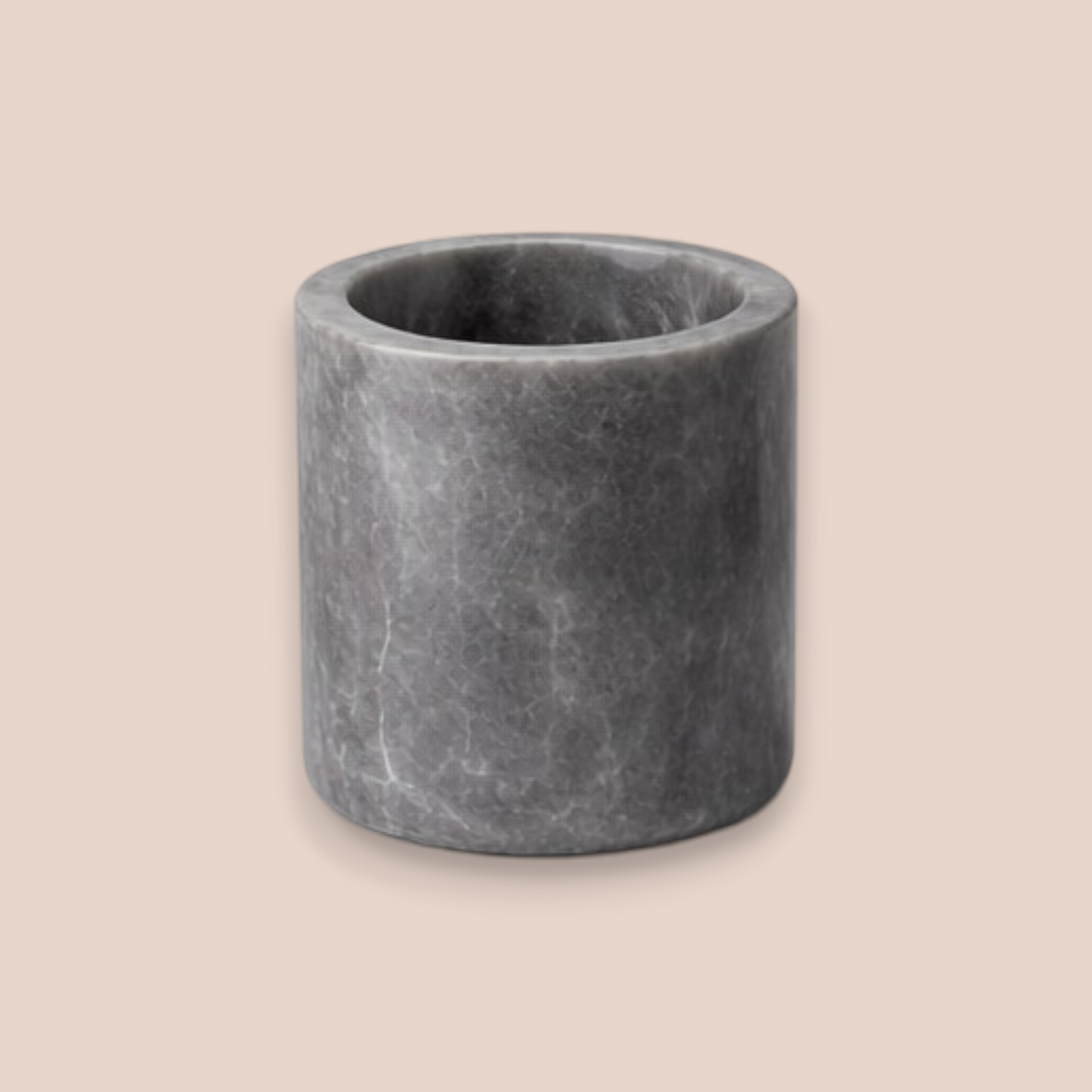 Storm Grey Marble Bathroom Accessory Set | 7-Piece Natural Stone Collection with Coral Accents