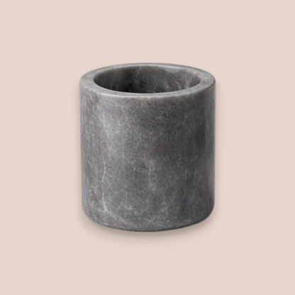 Storm Grey Marble Bathroom Accessory Set | 7-Piece Natural Stone Collection with Coral Accents