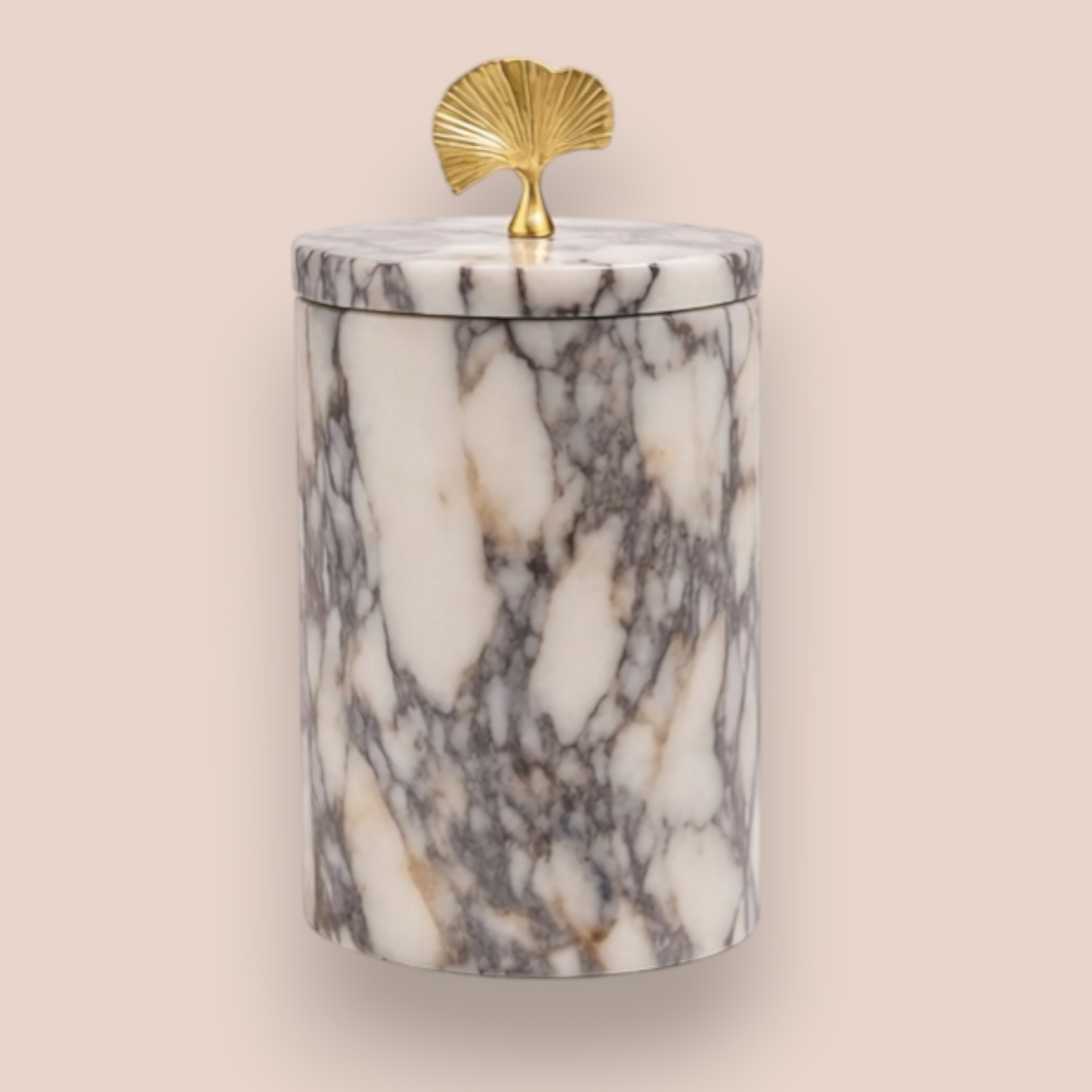 Calacatta Viola Marble Bathroom Set | 7-Piece Natural Stone Collection with Gold Ginkgo Accents