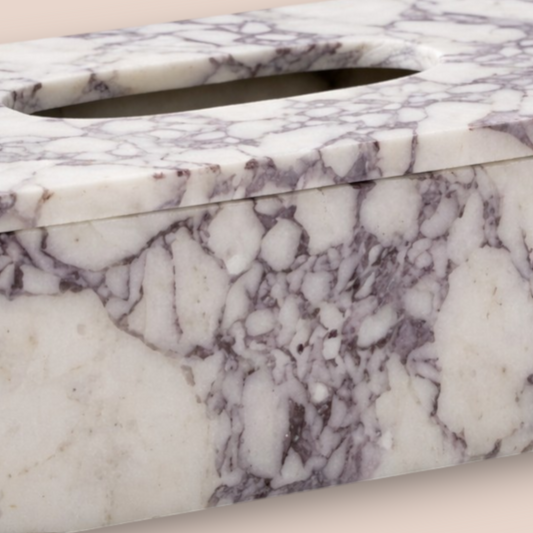 Calacatta Viola Style Marble Tissue Box | Rectangular Natural Stone Cover