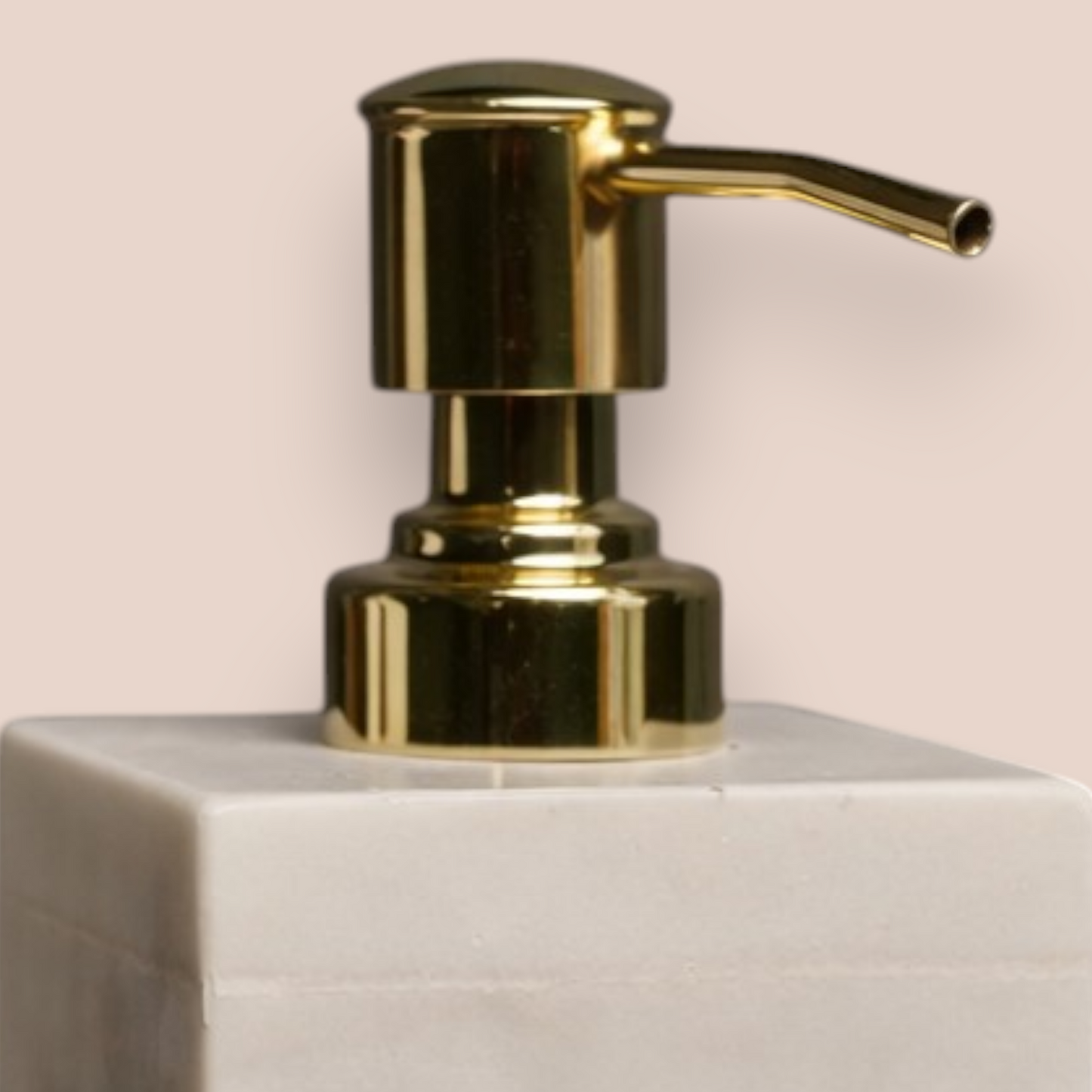 White Marble Soap Dispenser with Blue Agate Accent | Rectangular Stone Accessory with Gold Pump