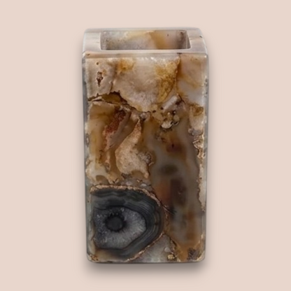 Natural Agate Bath Set | 3-Piece Luxury Stone Vanity Collection with Gold Pump