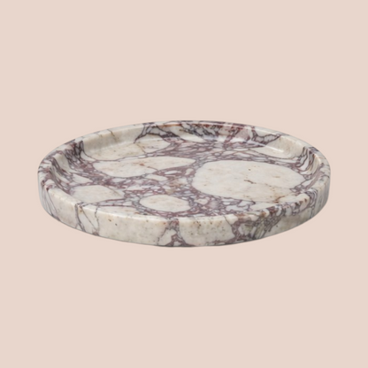 Calacatta Viola Style Marble Bathroom Set | 5-Piece Natural Stone Collection with Round Tray