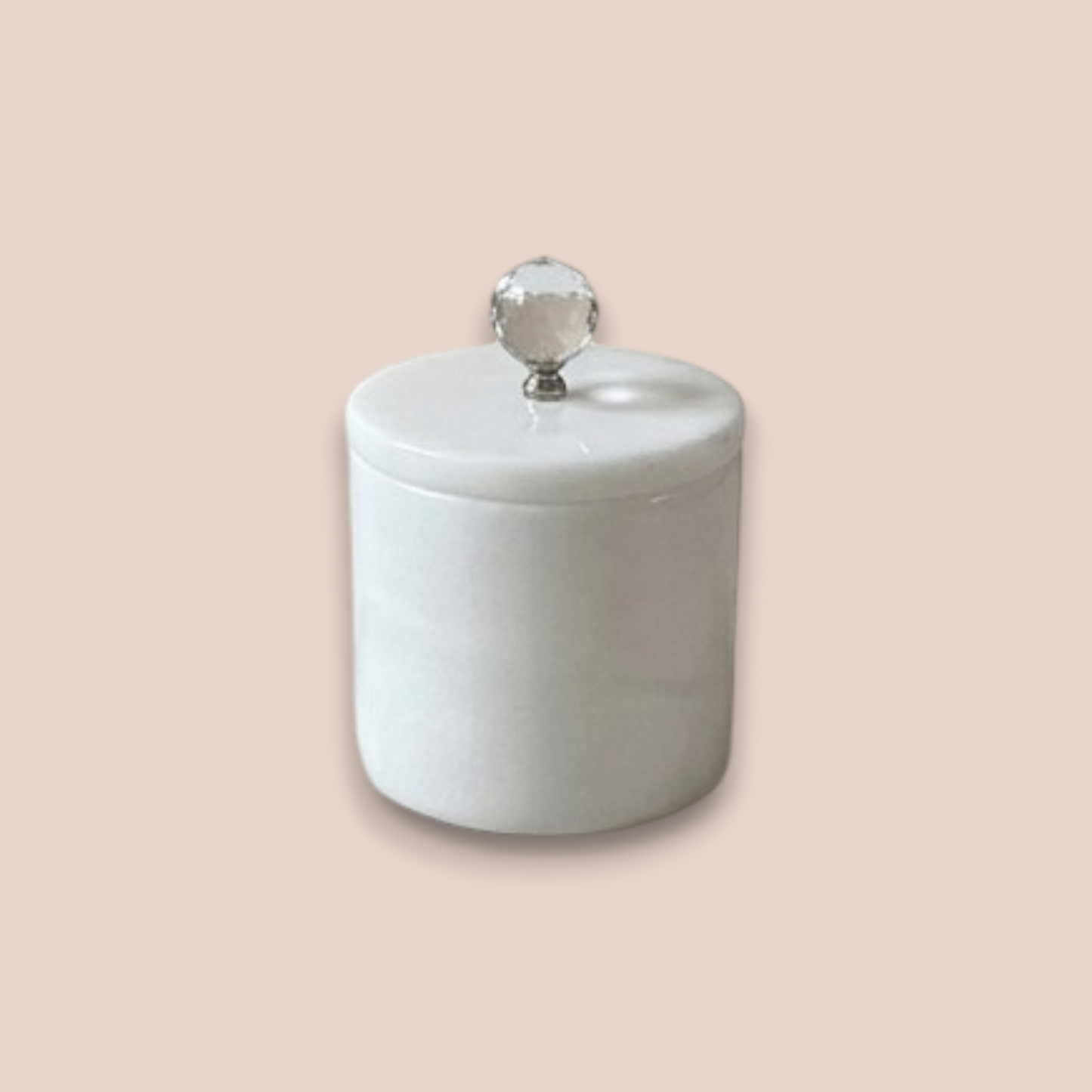 White Marble Bathroom Accessory Set | 7-Piece Natural Stone Collection with Crystal Accents