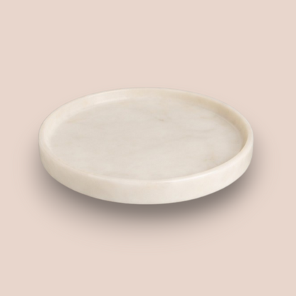 White Carrara Marble Bathroom Set | 5-Piece Natural Stone Collection with Brushed Brass Accents
