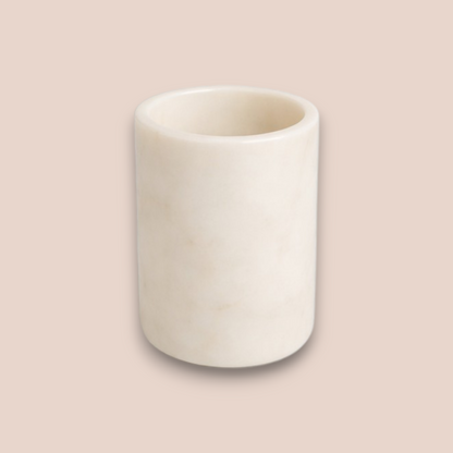 White Carrara Marble Bathroom Set | 5-Piece Natural Stone Collection with Brushed Brass Accents